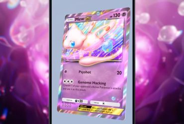 Najlepsze karty z Pokemon TCG Pocket Mythical Island: Mew Ex, Vaporeon, Tauros, Raichu, Blue.