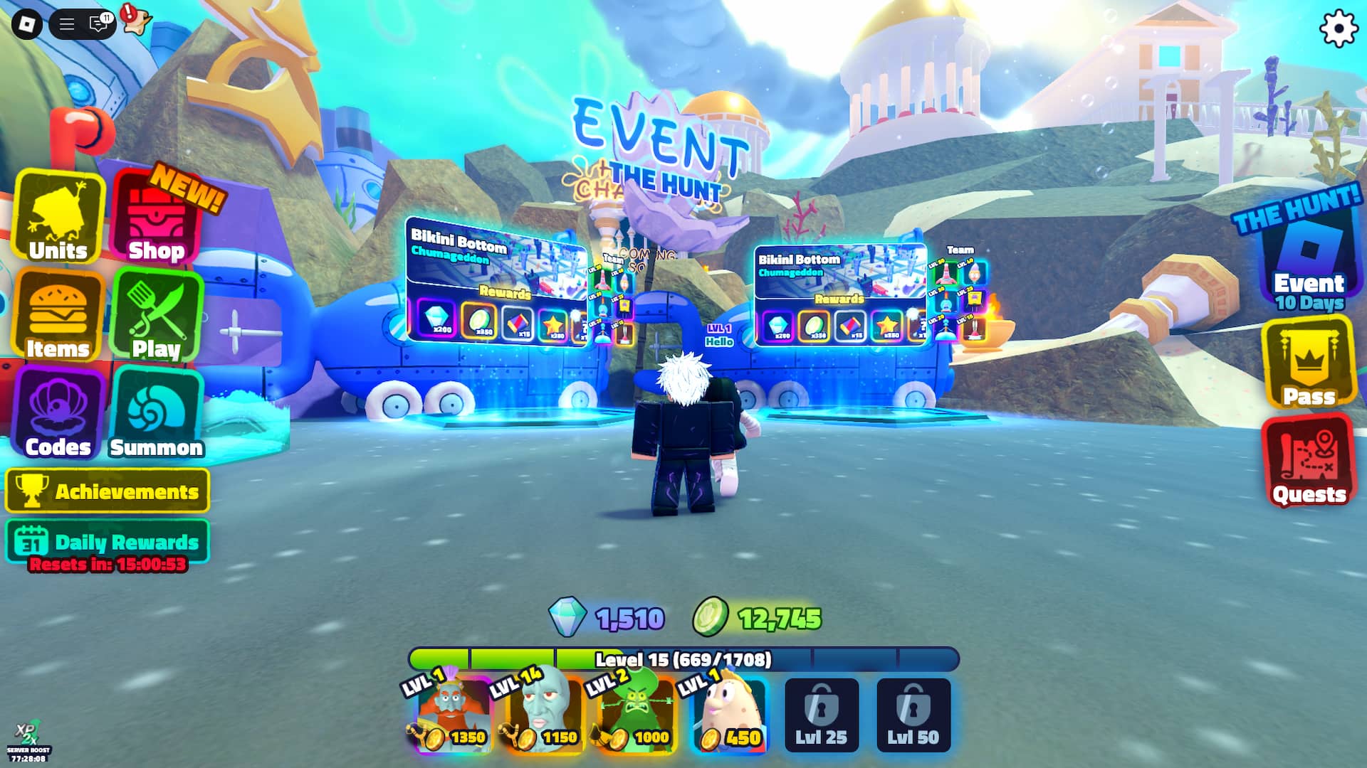 Hunt Story Event Etapes w SpongeBob TD Experience w wydarzeniu Hunt Mega
